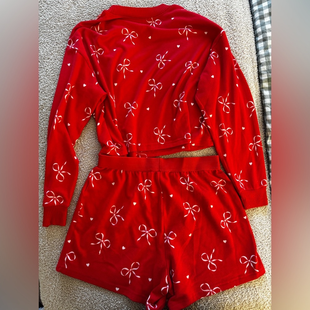 American Eagle Plush Bow Pajamas